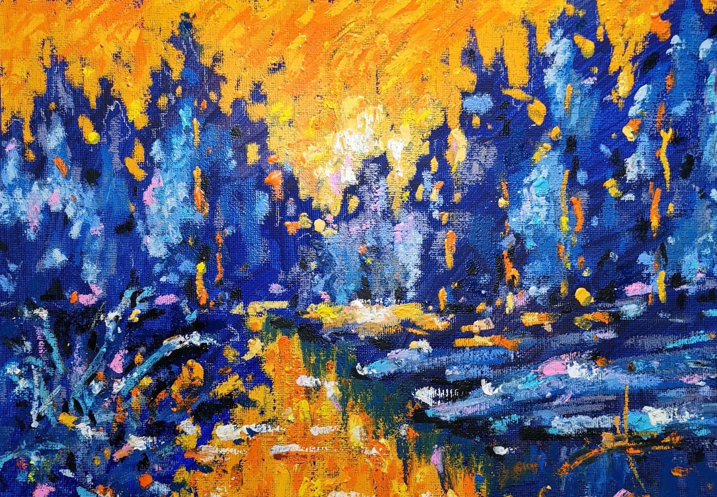 Sunset painting Original oil pastel artwork
