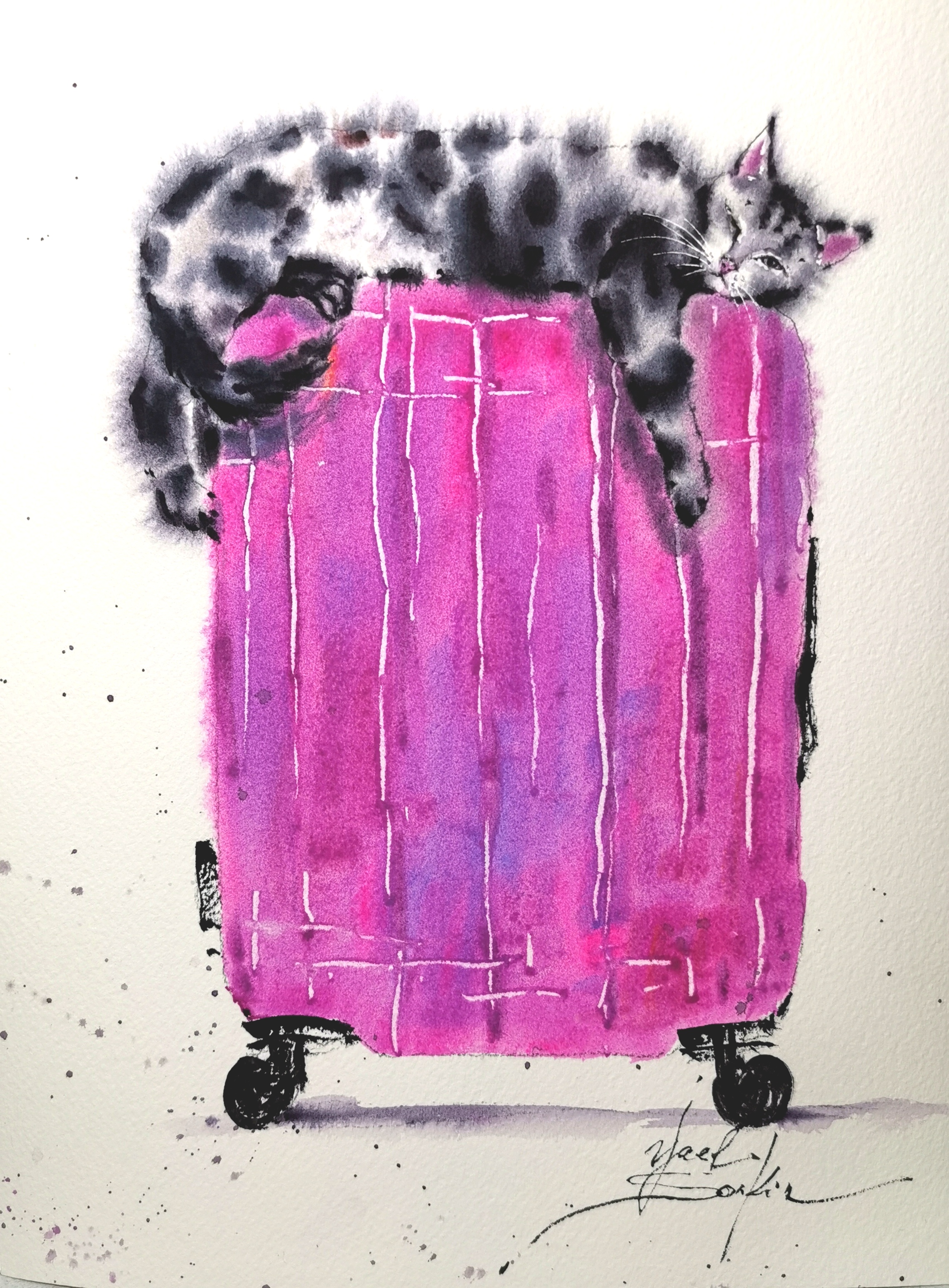 Cat painting Original watercolor painting