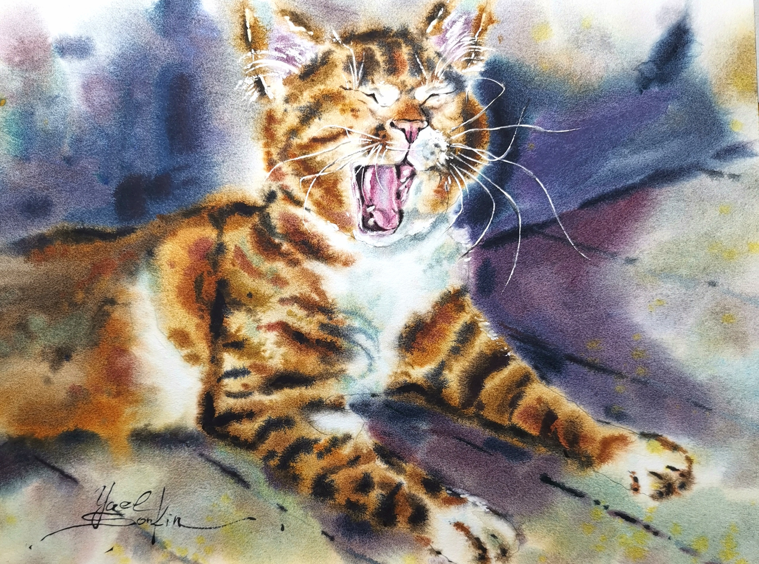 Ginger Cat Artwork Original Watercolor Pet Portrait