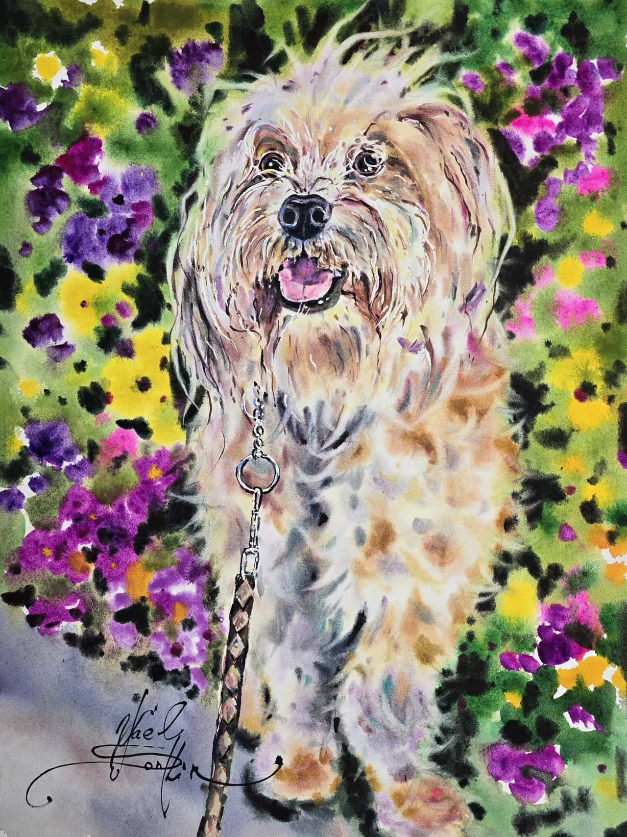 Dog portrait artwork Original Watercolor painting