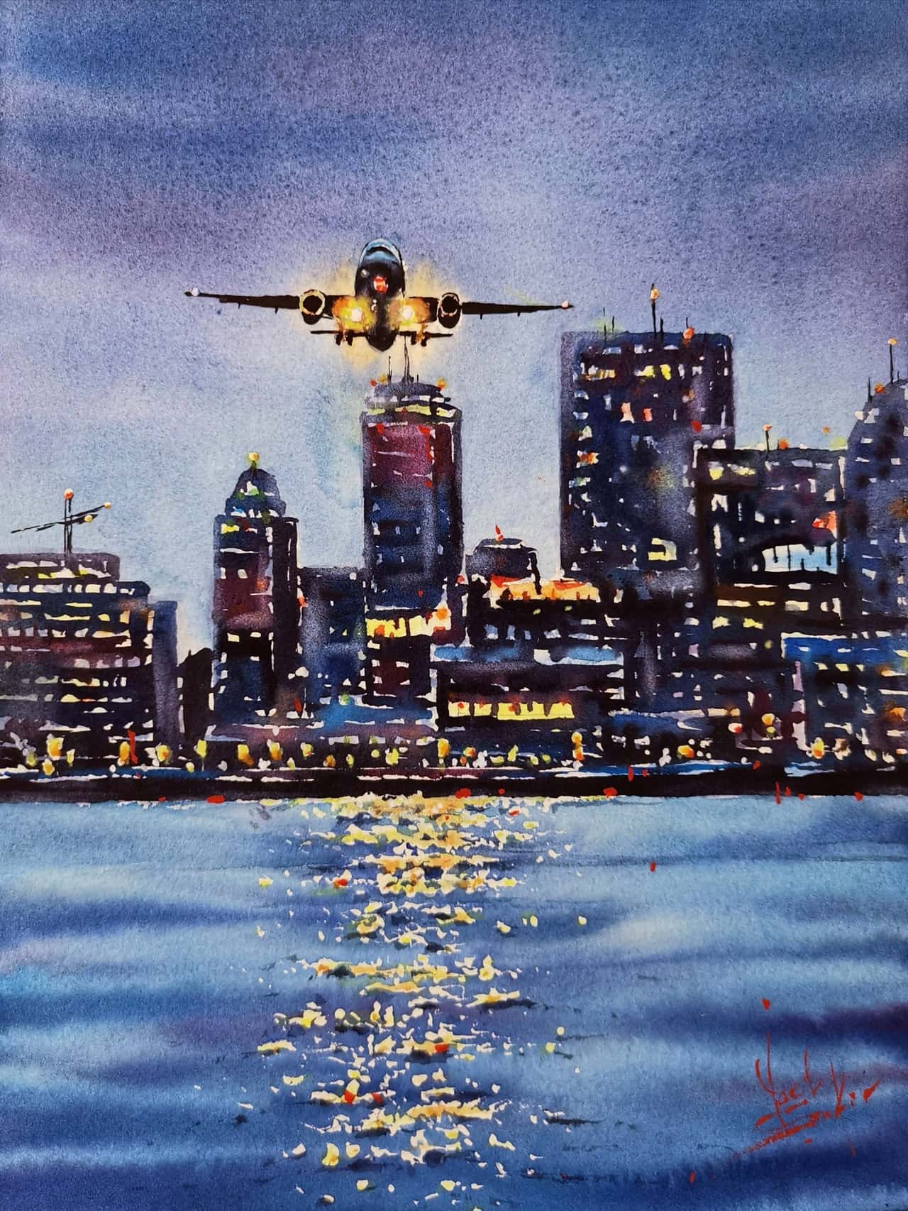New York Painting Original Watercolor