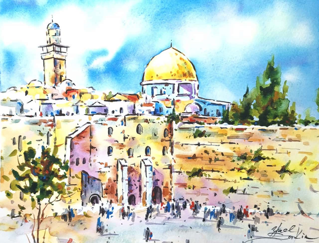 Jerusalem Israel artwork Original watercolor