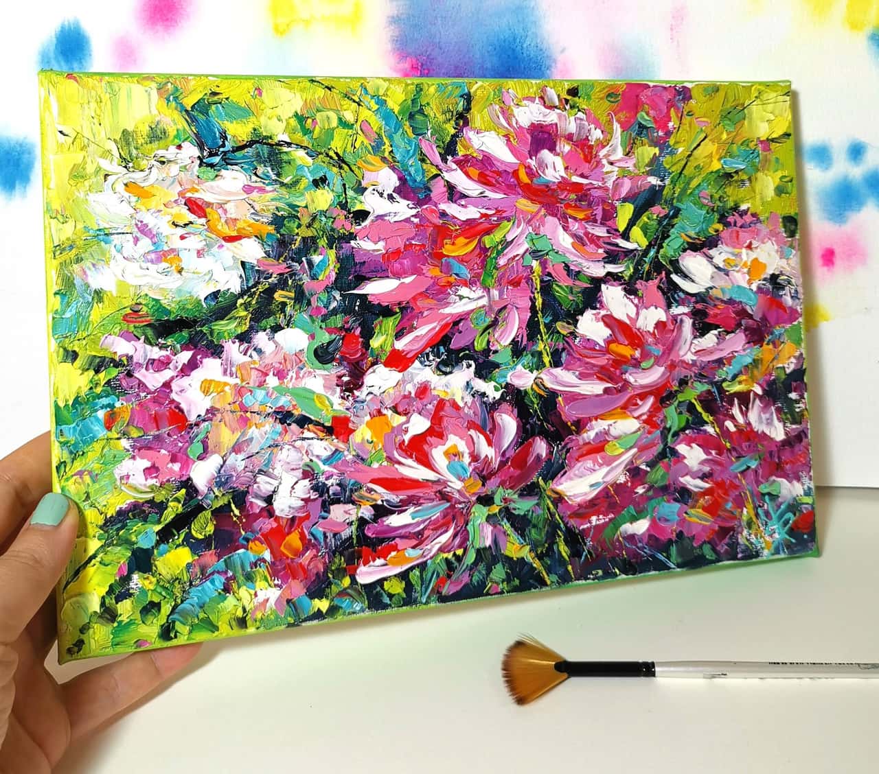 ORIGINAL oil impasto painting PEONY Flower artwork