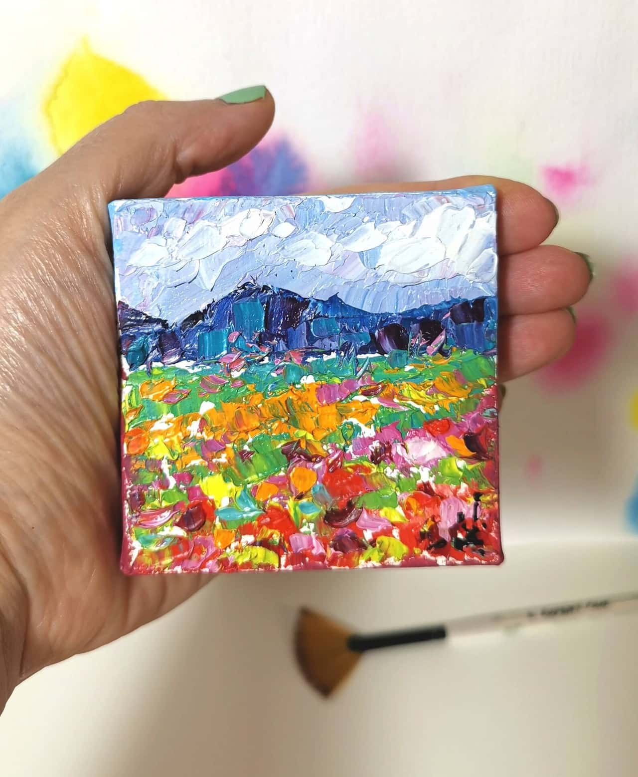 Tuscany Canvas Art Poppy Field Artwork Impasto Oil Painting 