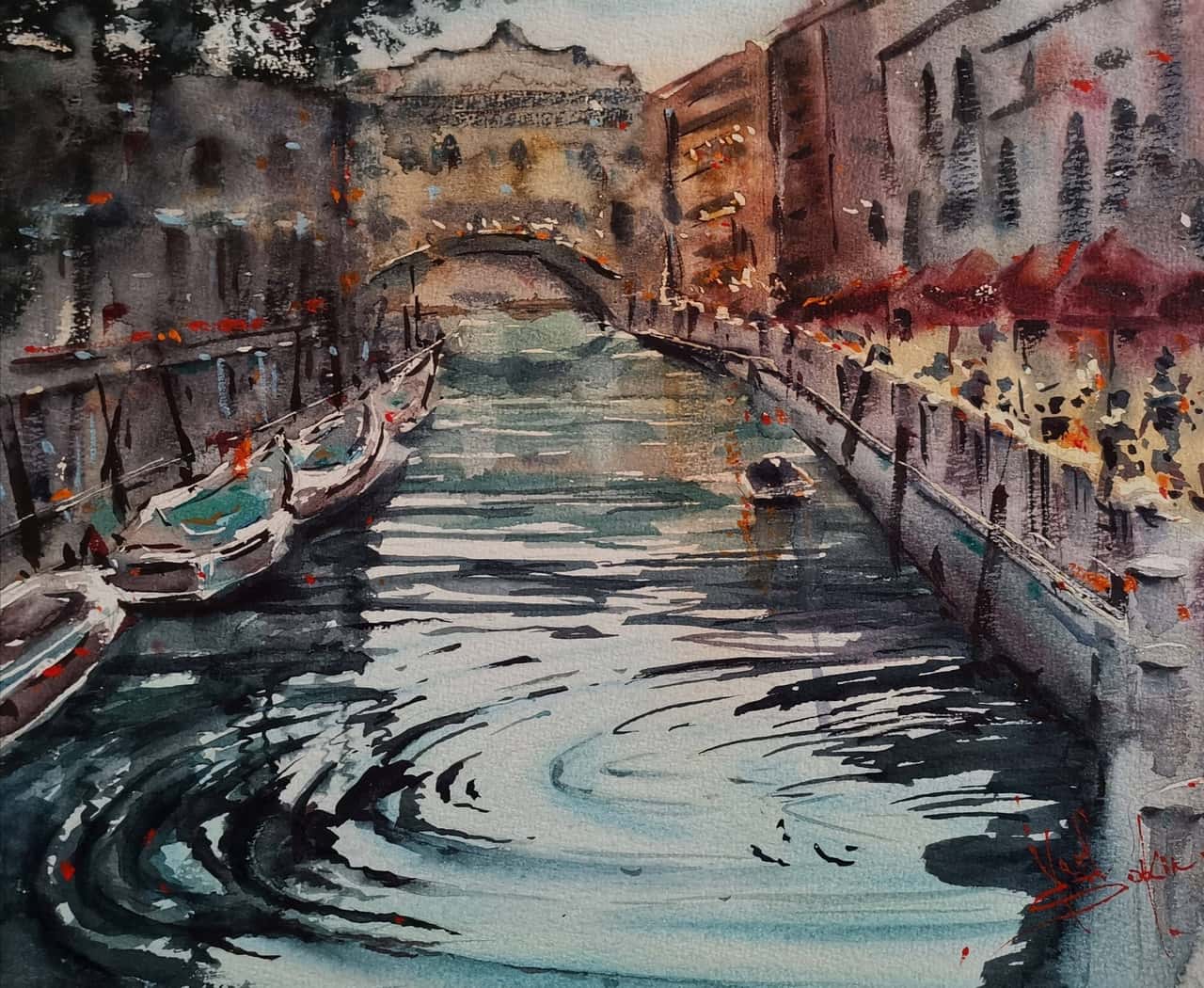 Venice Painting Original Watercolor Italy Cityscape 