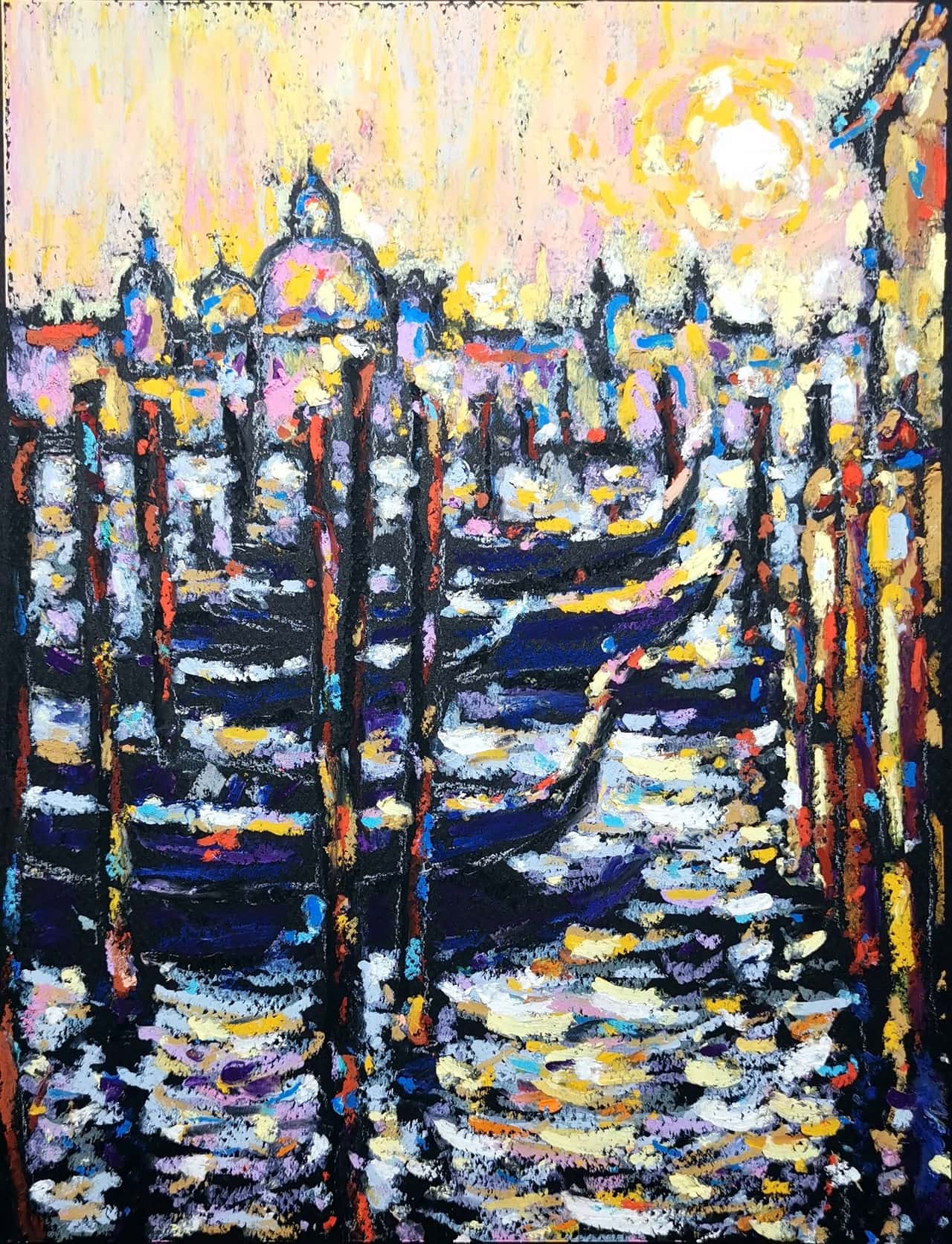 Italy cityscape artwork Original oil pastel painting