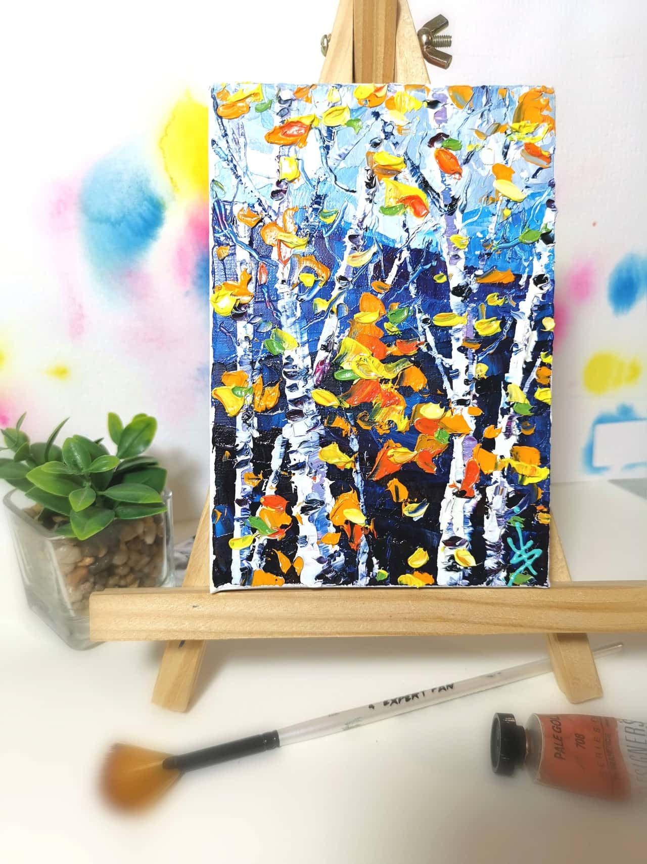 White Birch Tree Art Original Impasto Oil Painting