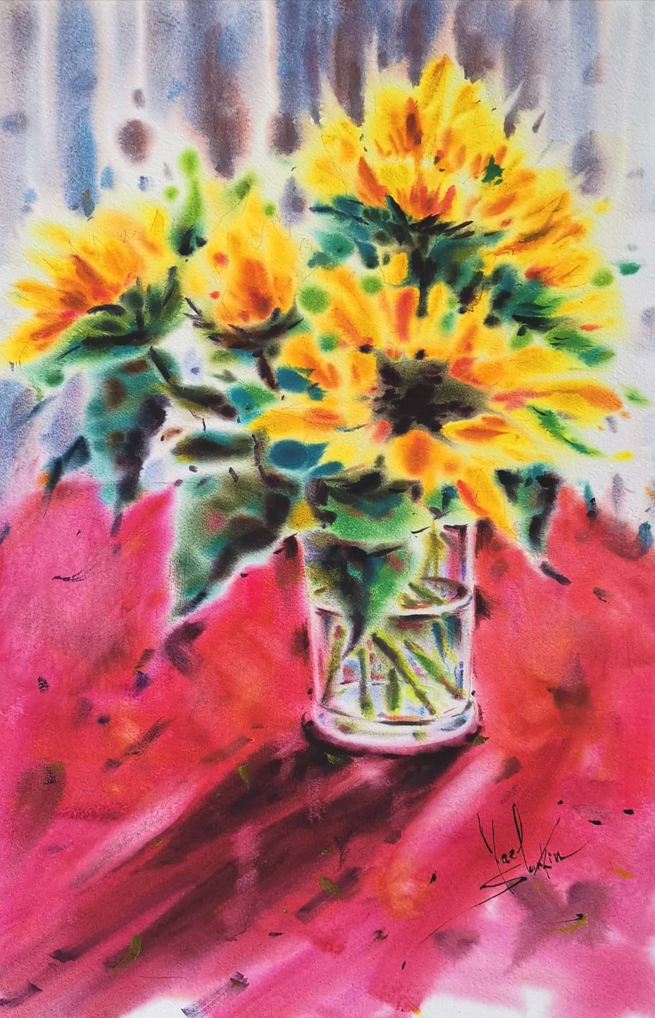 Flowers painting Original watercolor artwork