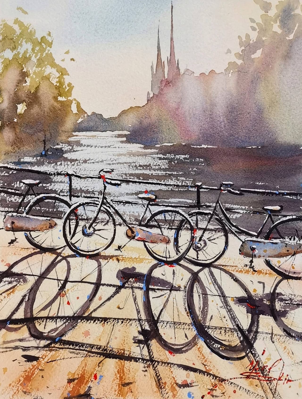 Amsterdam Painting Original Watercolor Artwork — image 2