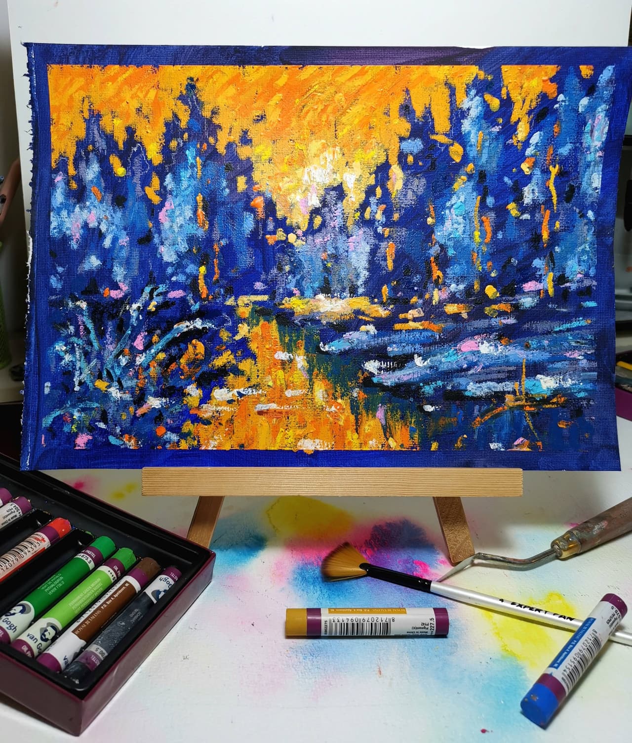 Sunset painting Original oil pastel artwork — image 2