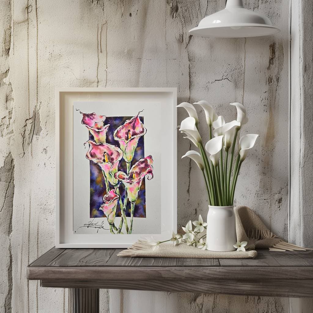 Original Watercolor Calla Lilies Painting - Floral Wall Art — image 3