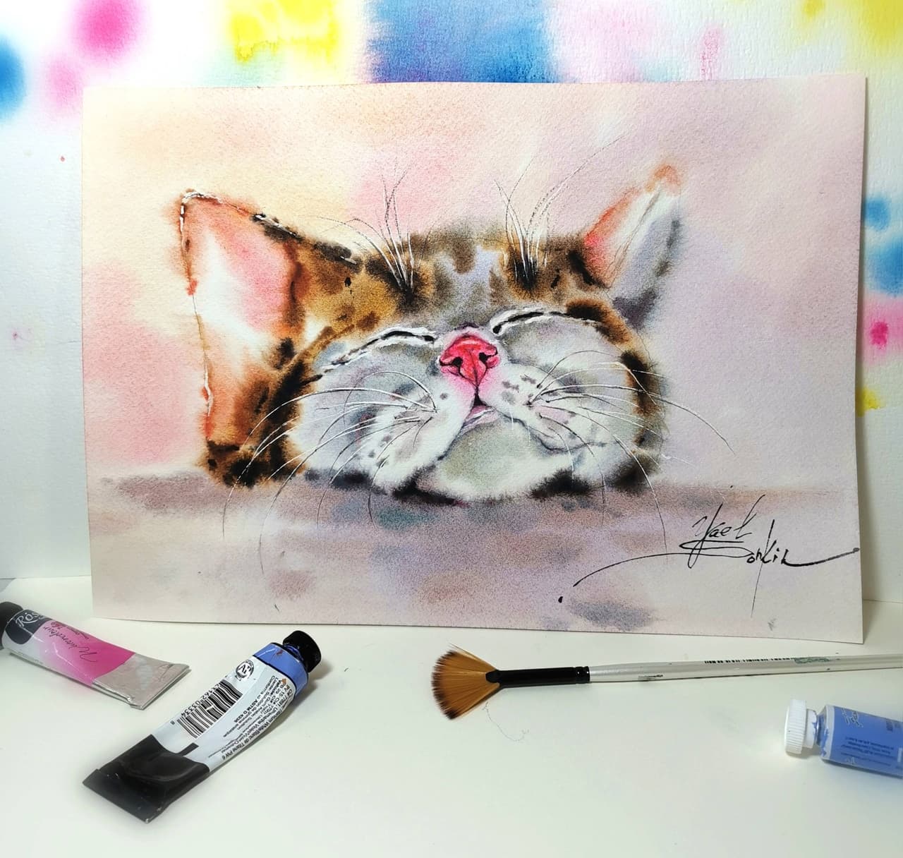ORIGINAL watercolor painting CAT painting — image 2