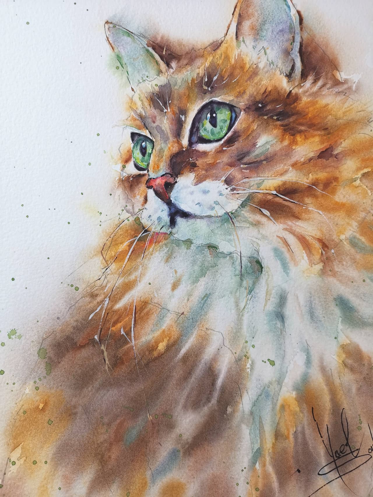 Ginger Cat Artwork Original Watercolor Painting — image 2