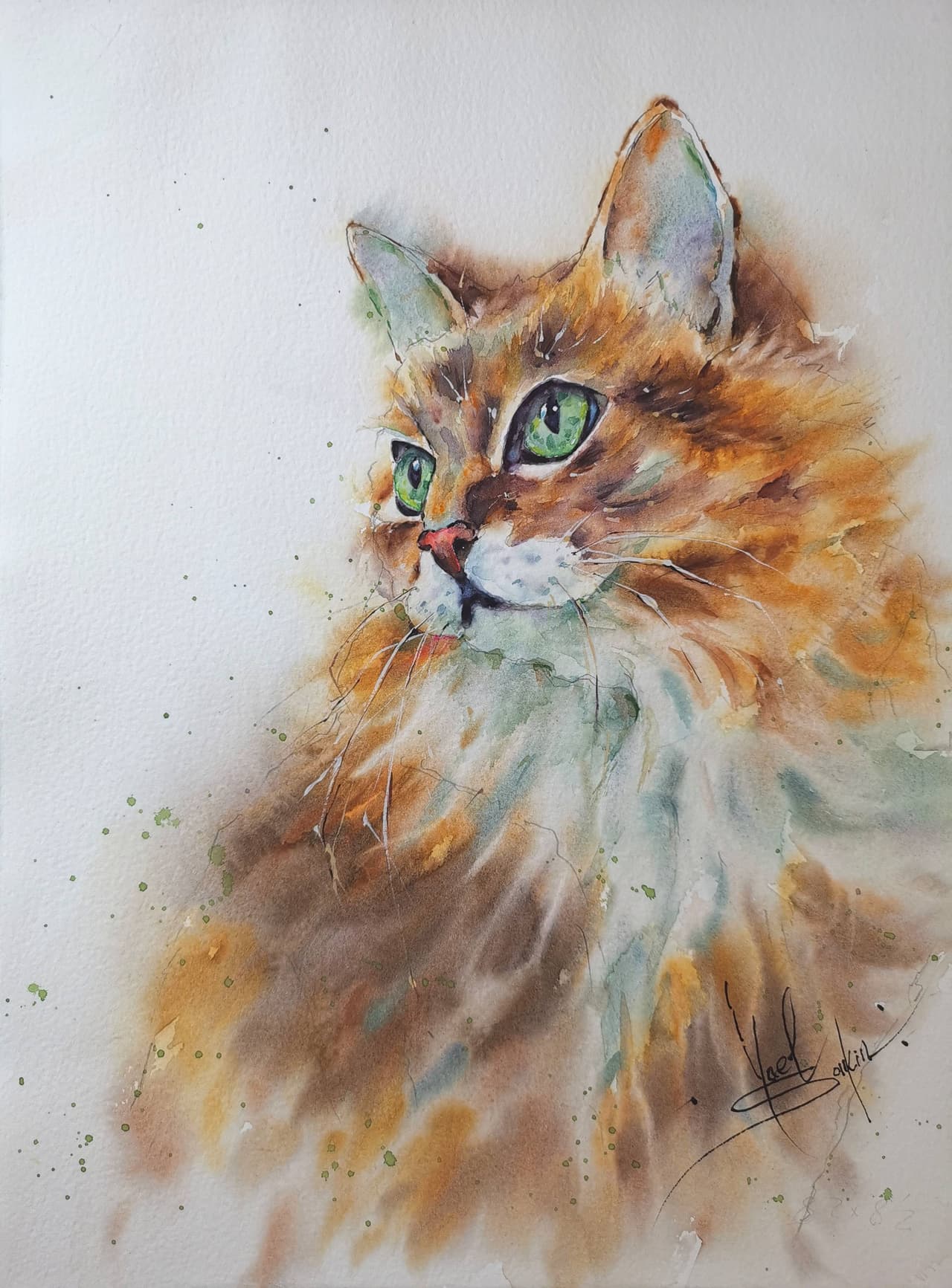 Ginger Cat Artwork Original Watercolor Painting — image 1