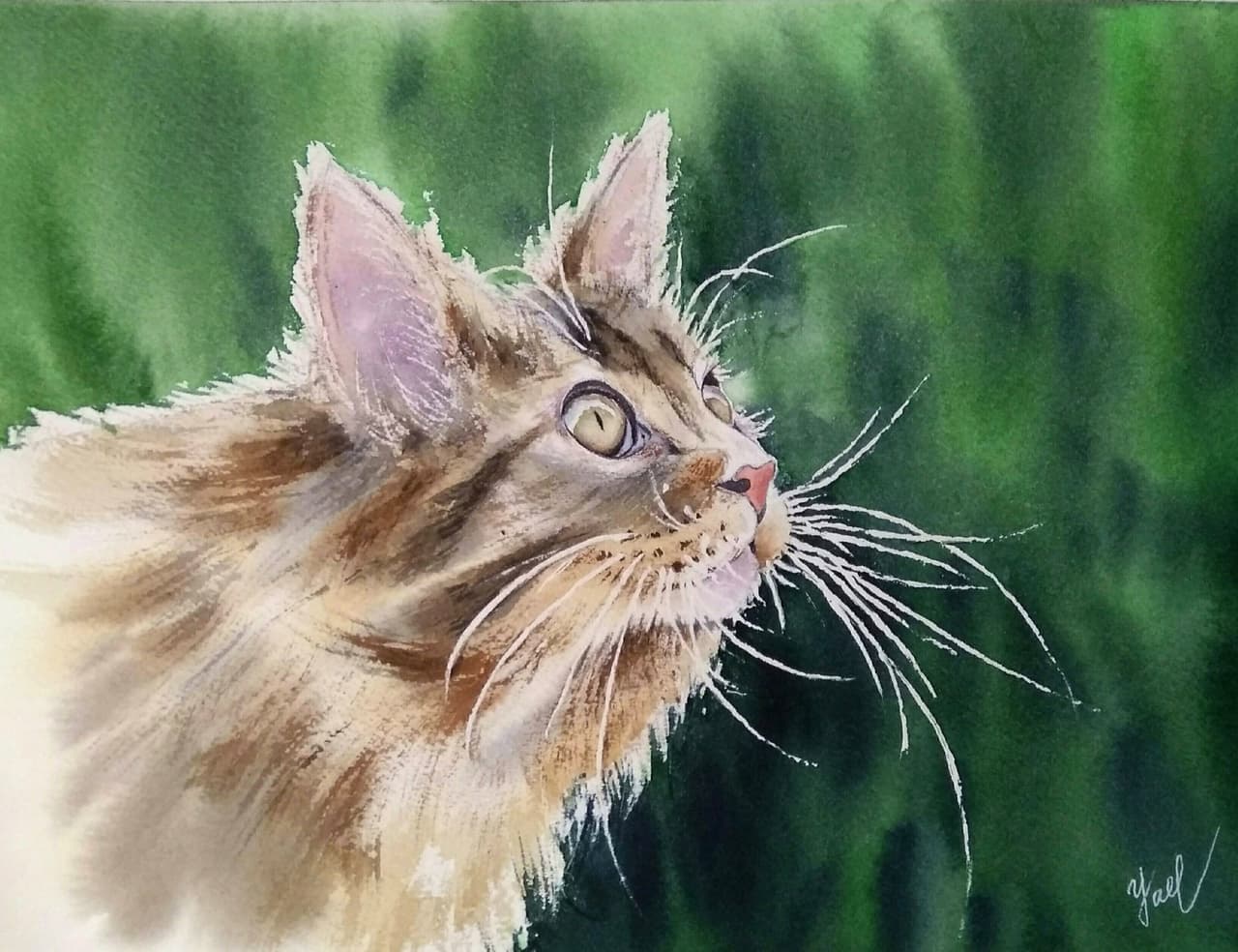 Cat painting Original watercolor painting — image 1