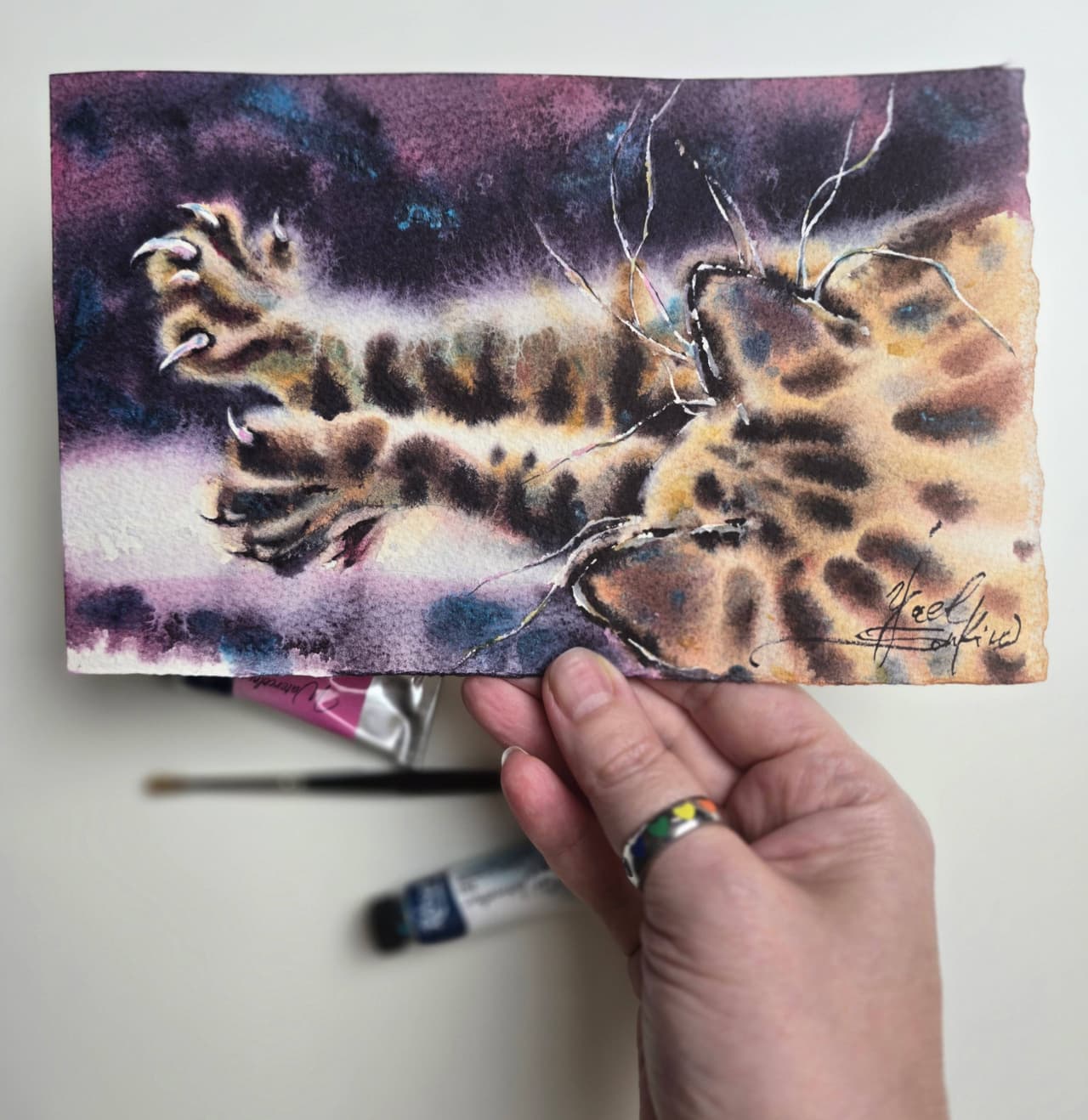 Original Watercolor Cat Painting - Animal Wall Art — image 2