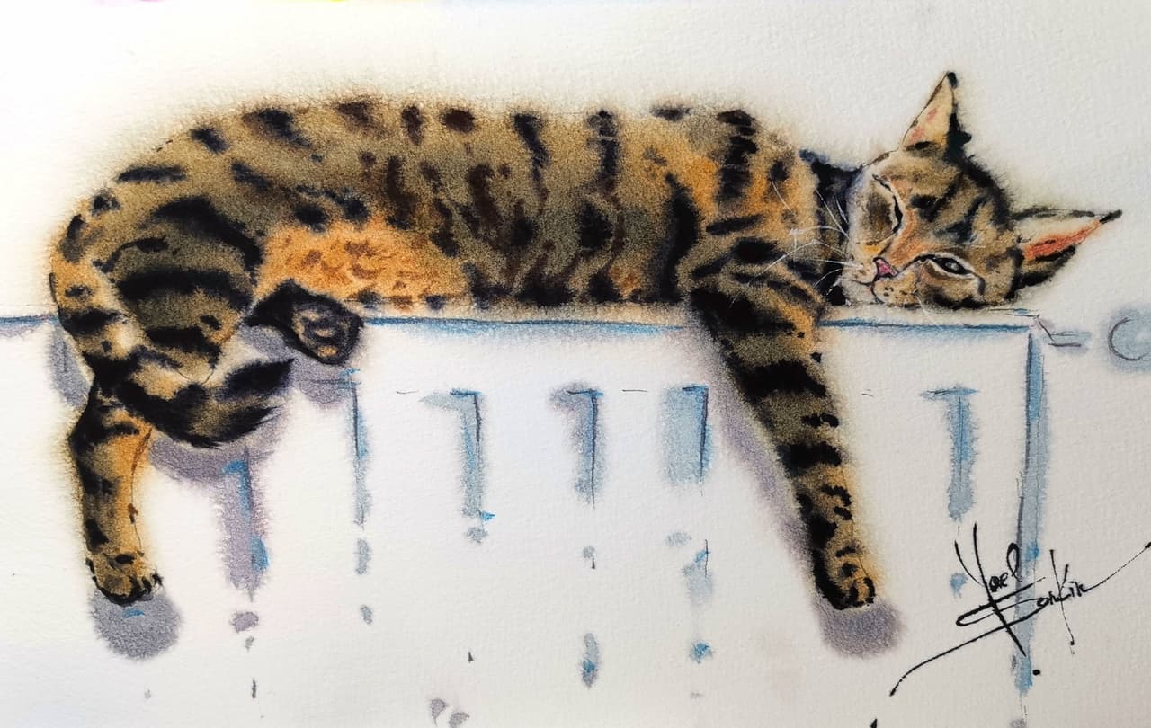 Cat painting Original watercolor painting — image 1