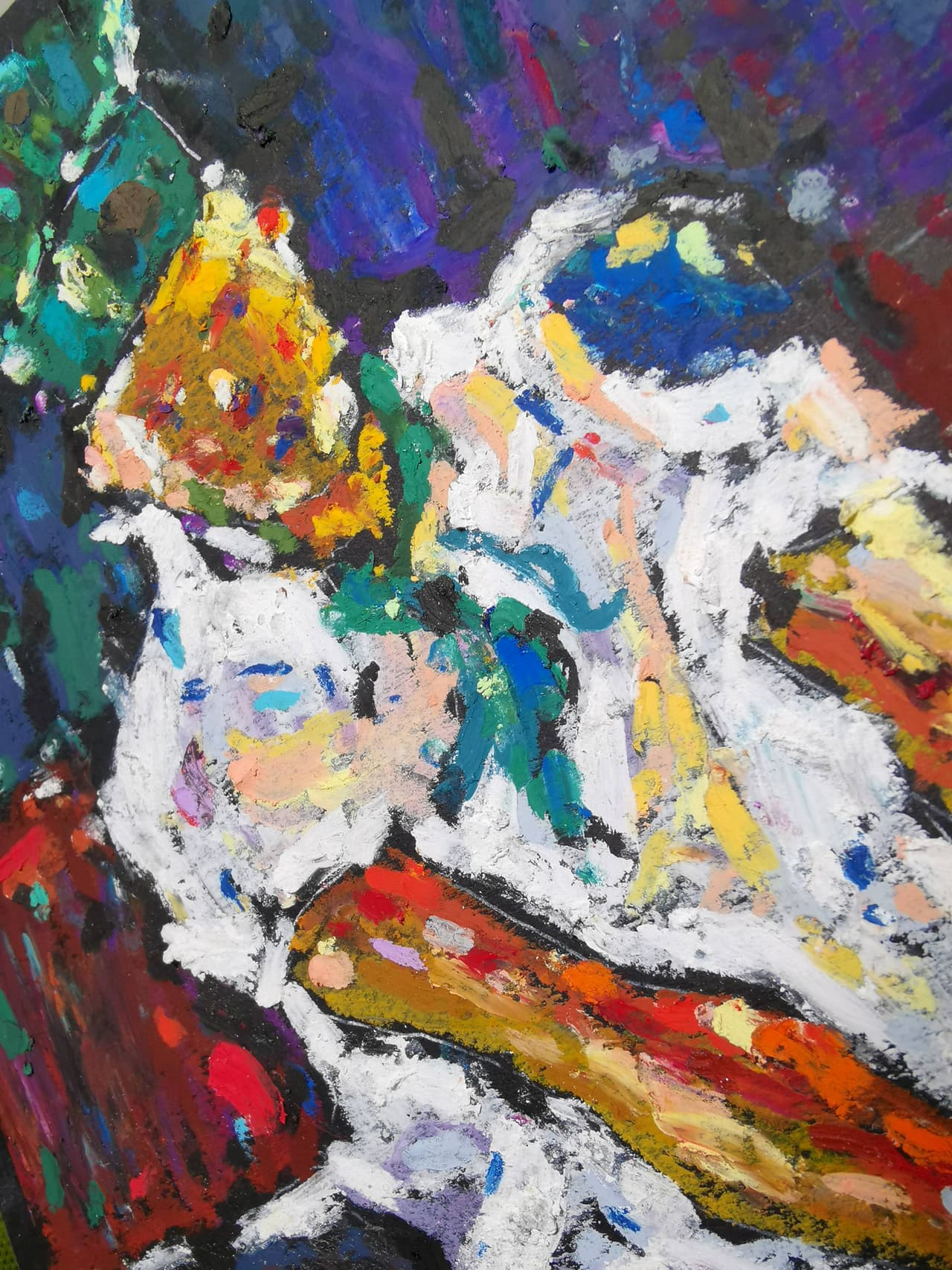 Chef painting Original oil pastel artwork Fire painting Cook painting — image 3