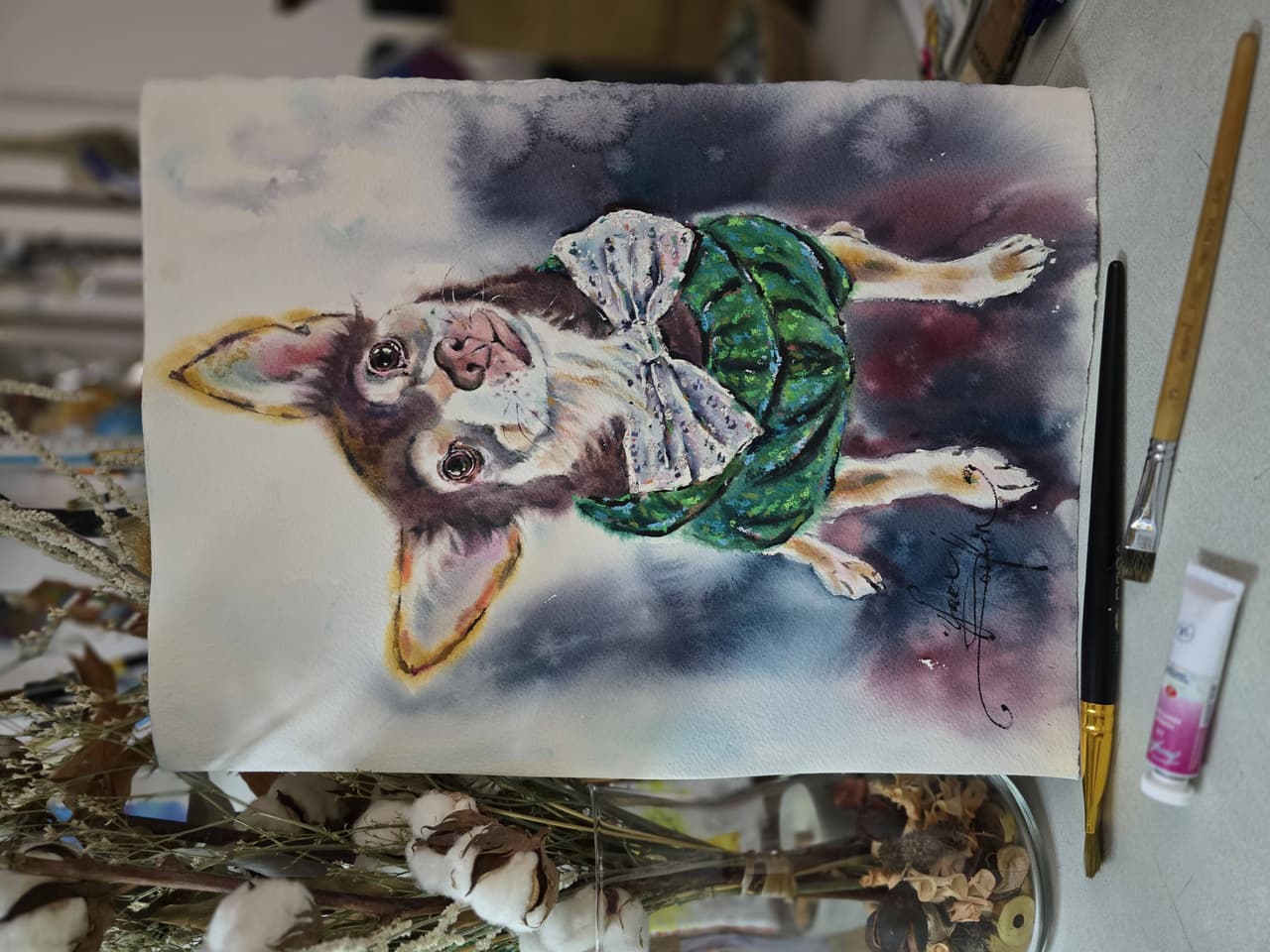 Chihuahua Dog Watercolor Painting - Original Pet Portrait Wall Art — image 3