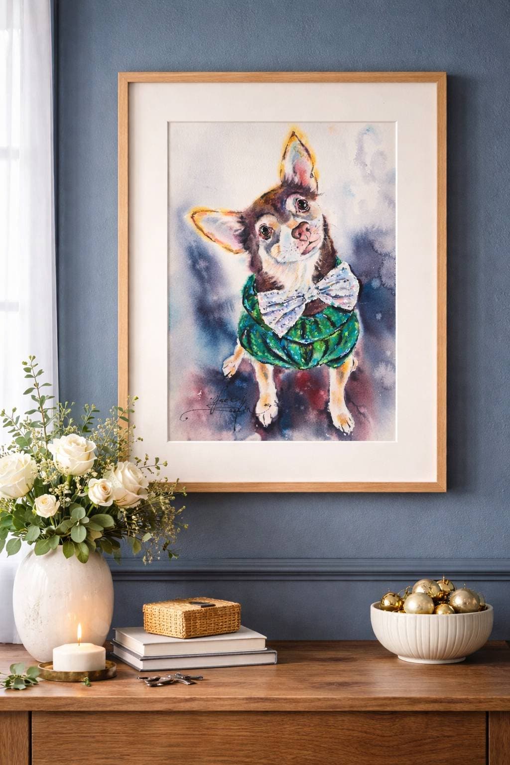 Chihuahua Dog Watercolor Painting - Original Pet Portrait Wall Art — image 1