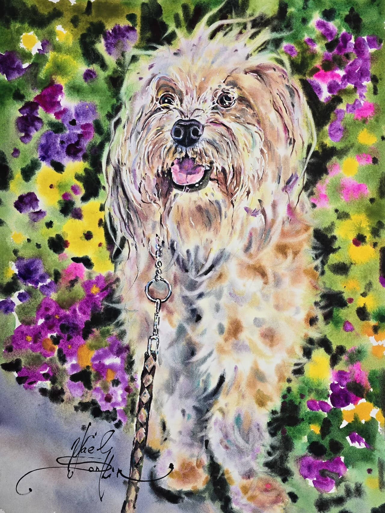 Dog portrait artwork Original Watercolor painting — image 1