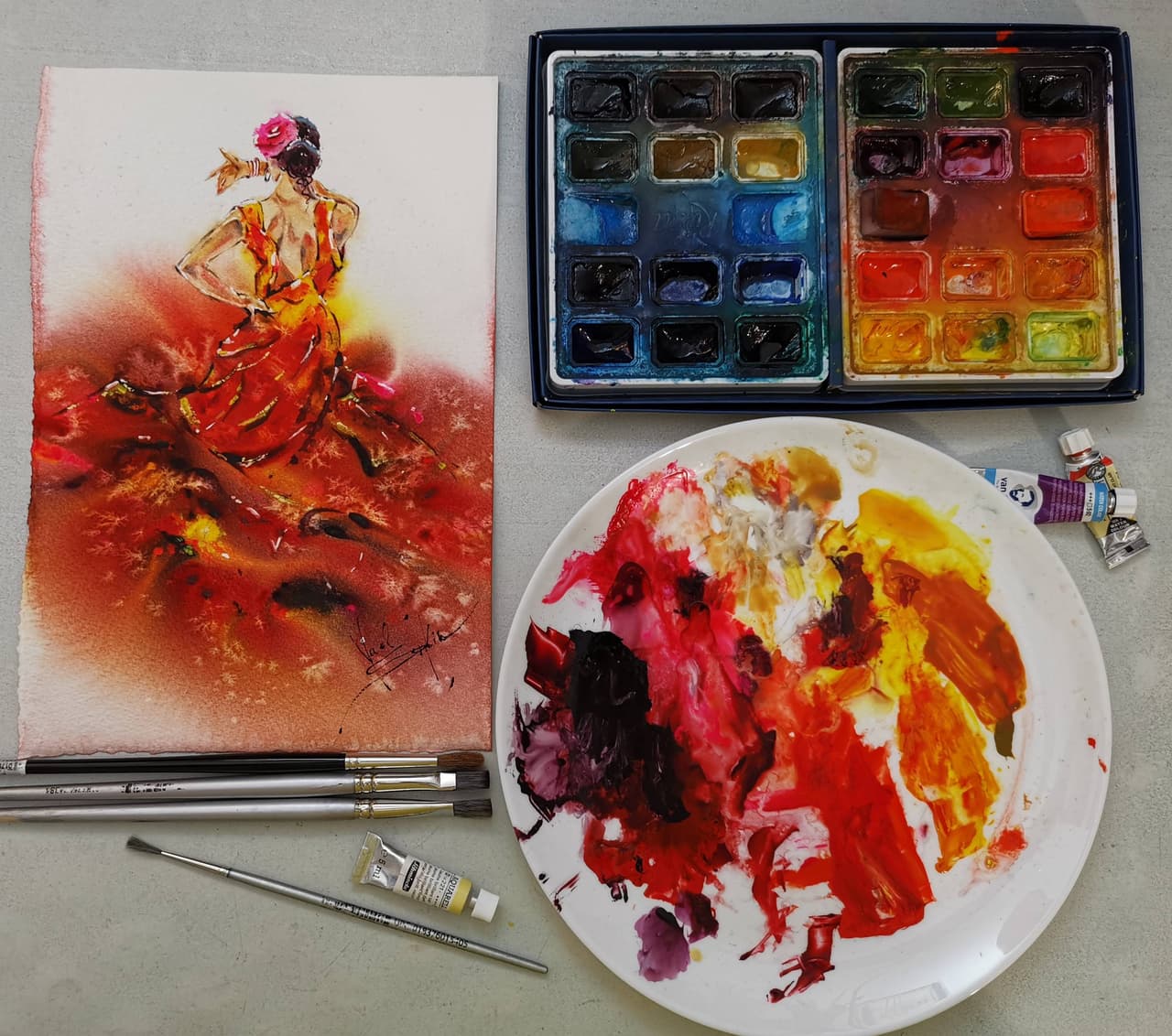 Flamenco Painting Original watercolor Spanish Dance Artwork — image 2