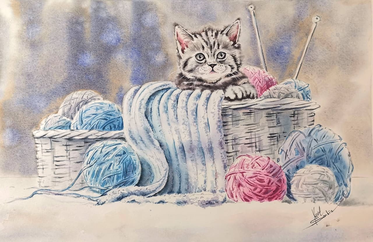 Kitten painting Original watercolor painting — image 1