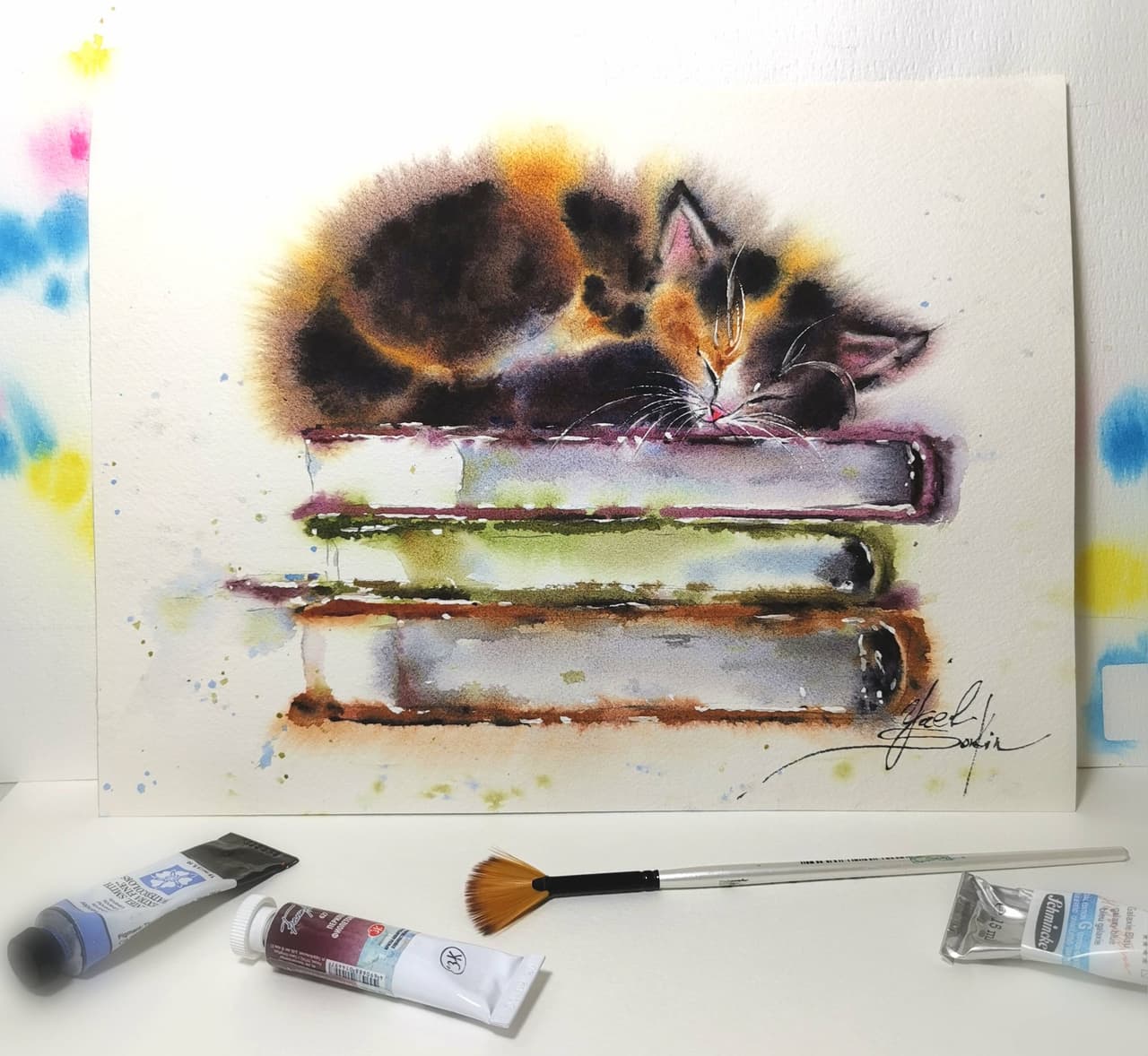 Cat painting Original watercolor artwork — image 2