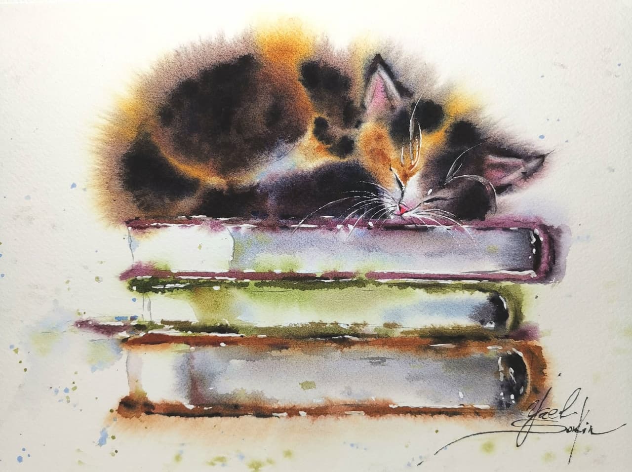Cat painting Original watercolor artwork — image 1
