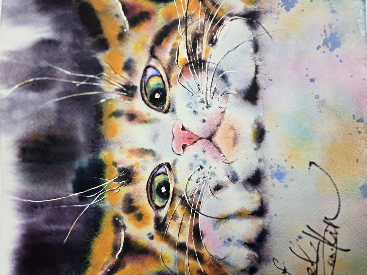 Orange Tabby Cat Watercolor Painting - Pet Portrait Wall Art — image 3