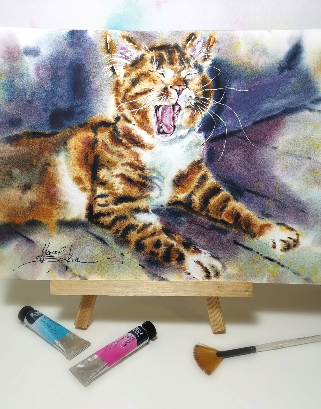 Ginger Cat Artwork Original Watercolor Pet Portrait — image 2