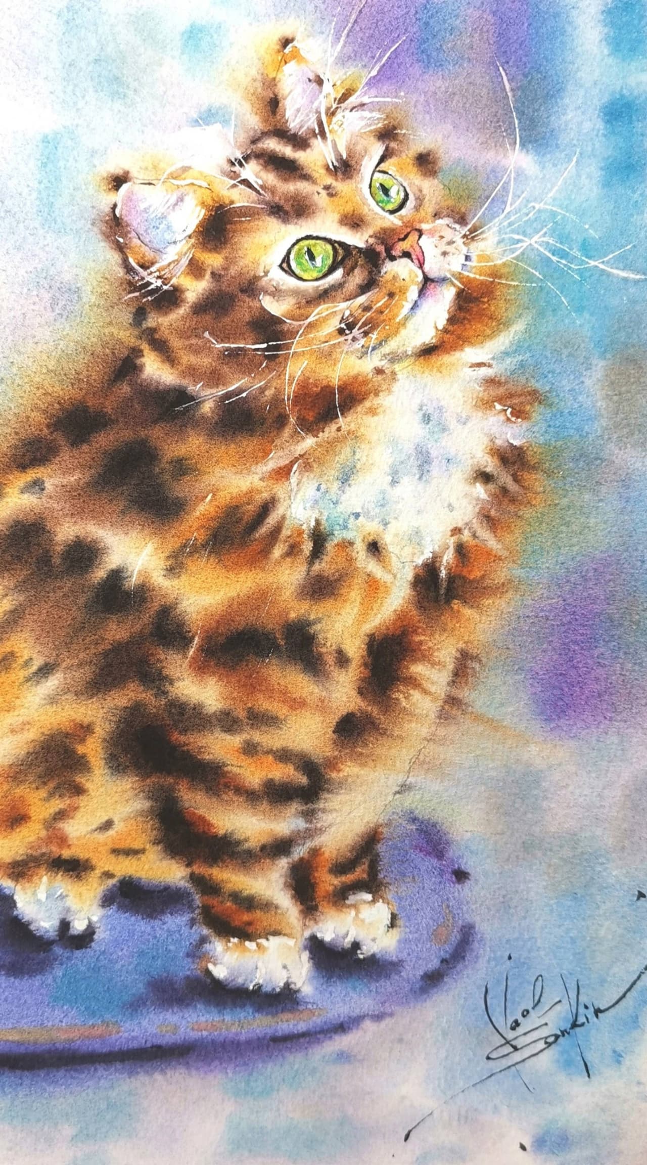 Kitten painting Original watercolor artwork — image 1