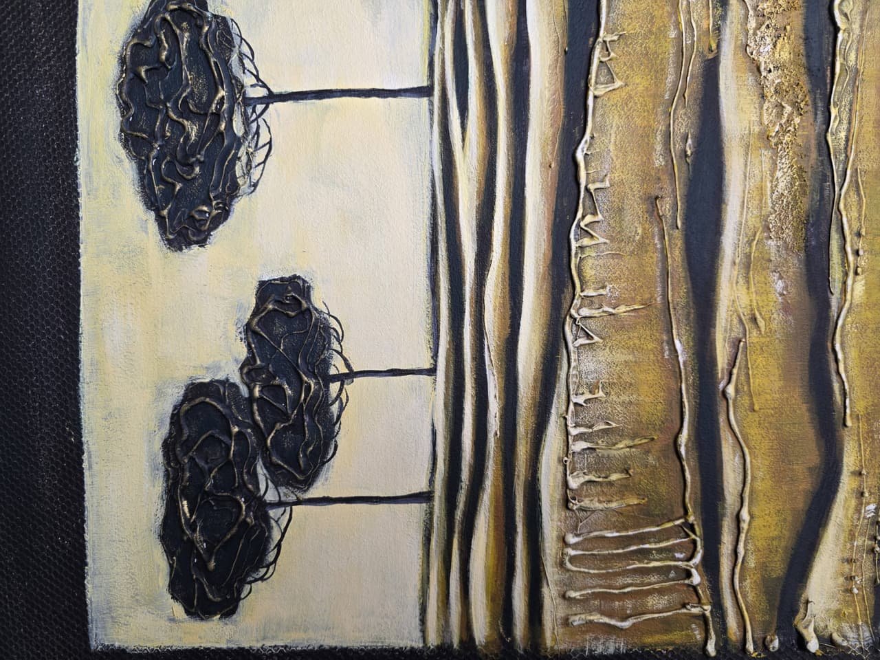 Textured Landscape Painting, Modern Wall Art with Trees, Mixed Media Artwork — image 7
