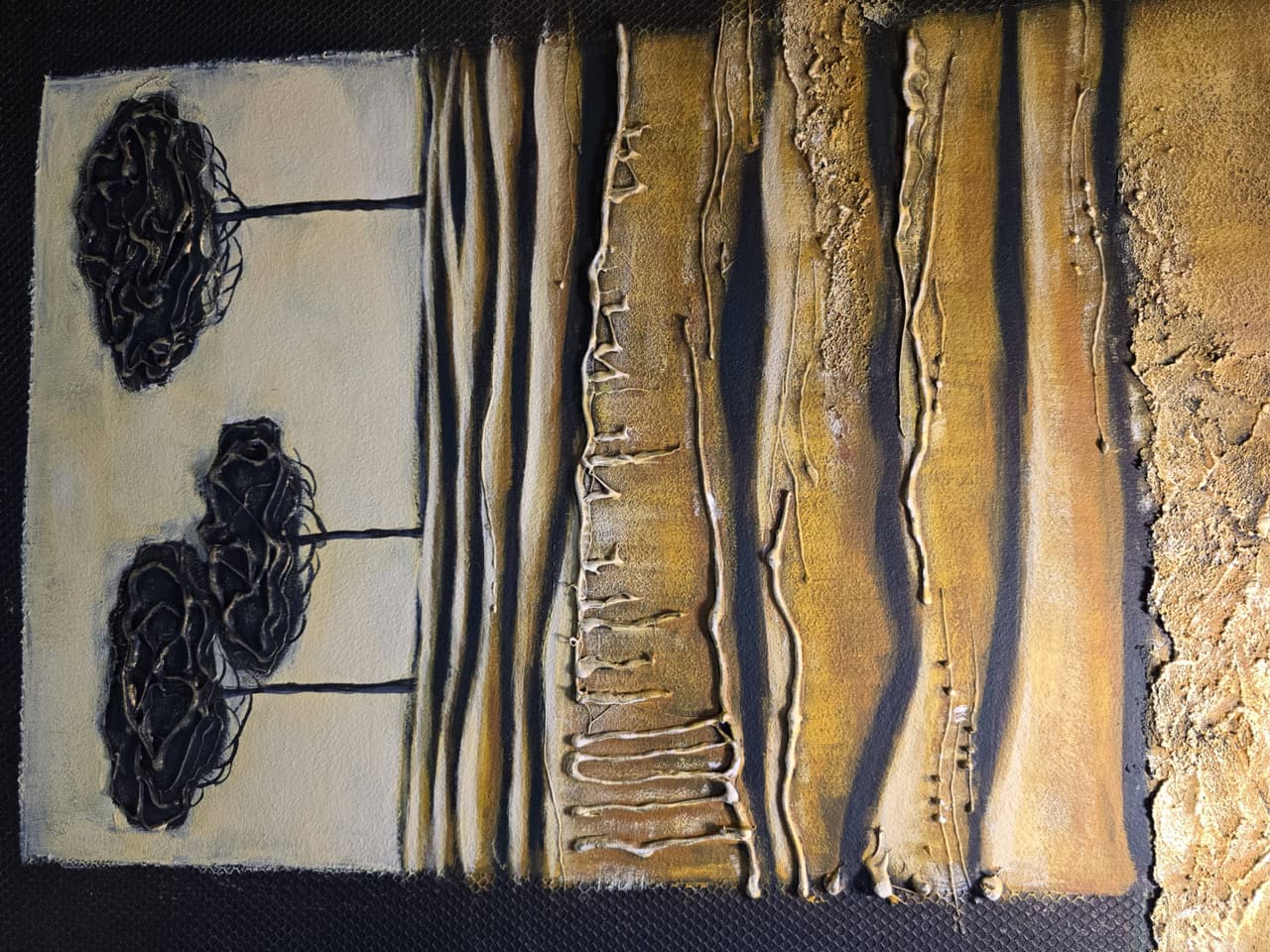 Textured Landscape Painting, Modern Wall Art with Trees, Mixed Media Artwork — image 9