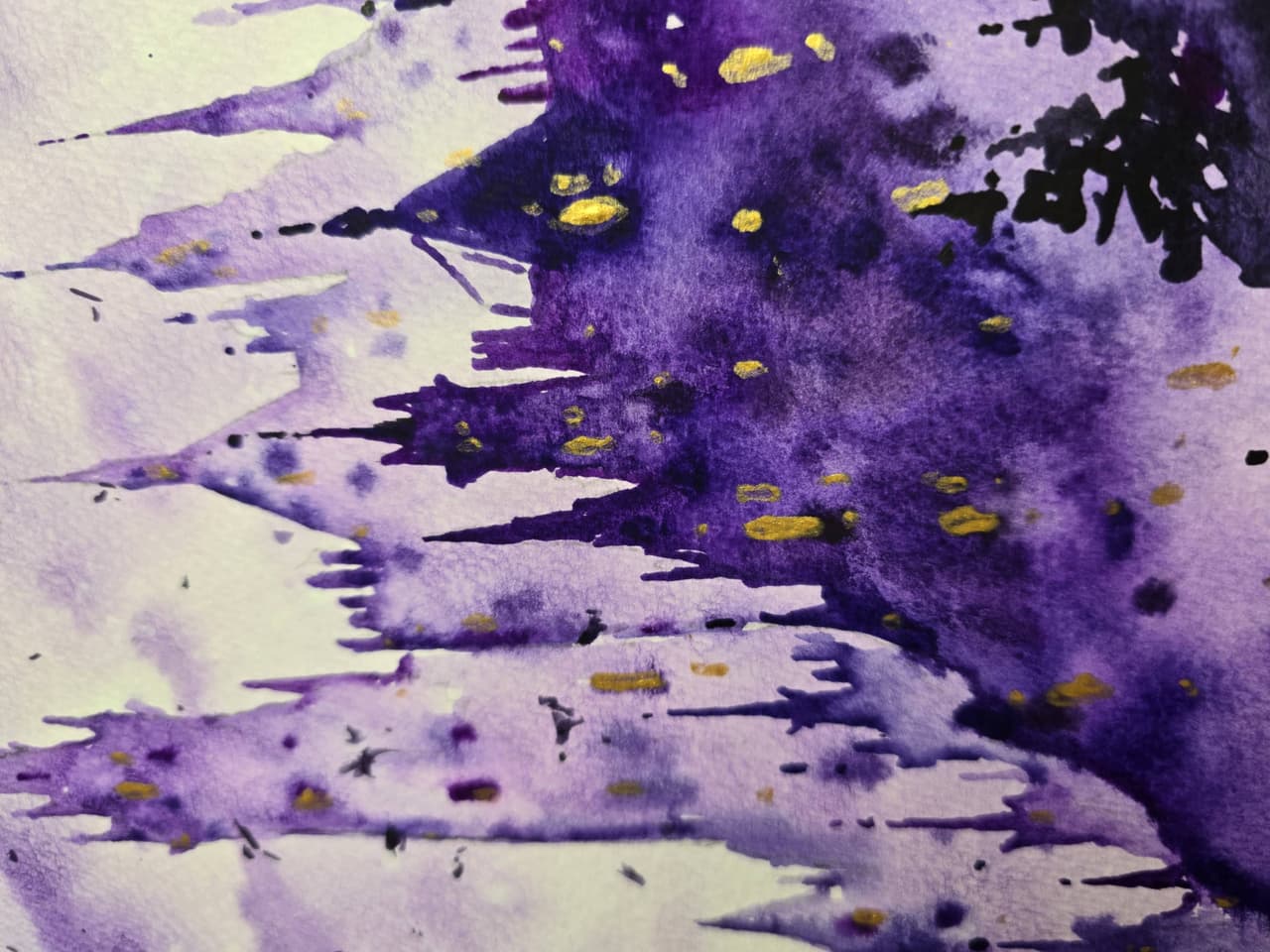 Original Watercolor Gothic Castle Painting - Purple Fantasy Wall Art — image 4