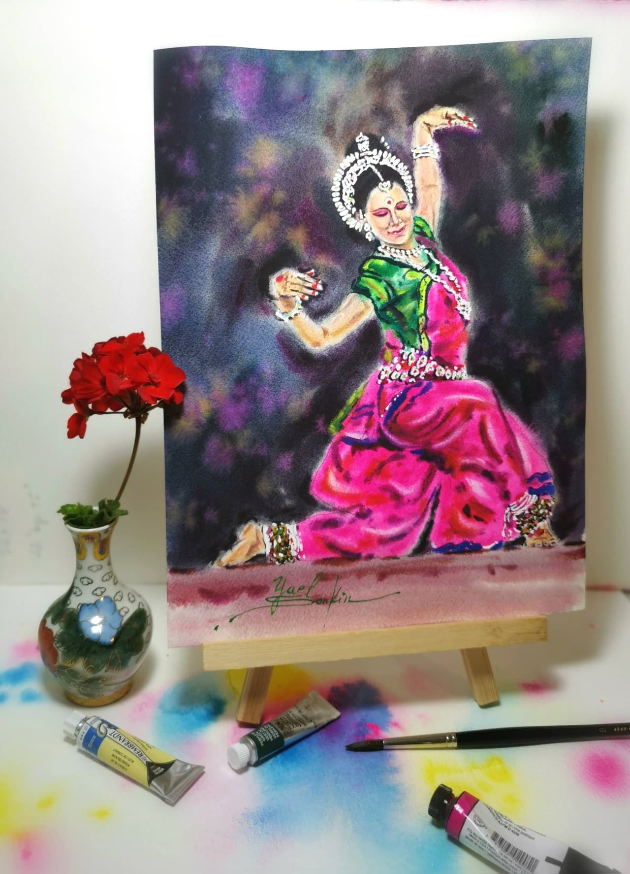 Indian Dance Artwork Original Watercolor — image 2