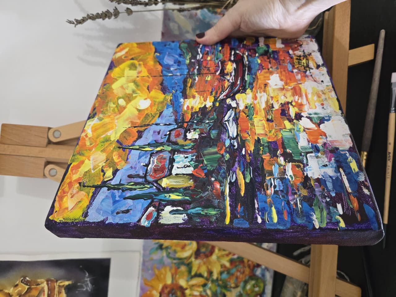 Italian Sunset acrylic Painting on Canvas, Colorful Seascape Wall Art — image 3