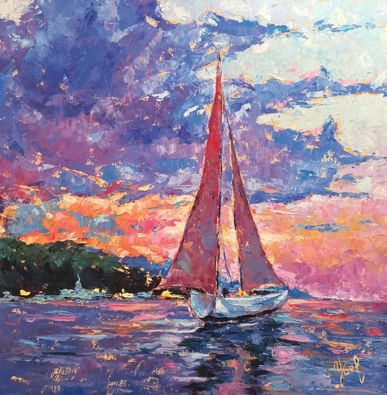 Sunset Painting Original Oil Artwork  — image 2
