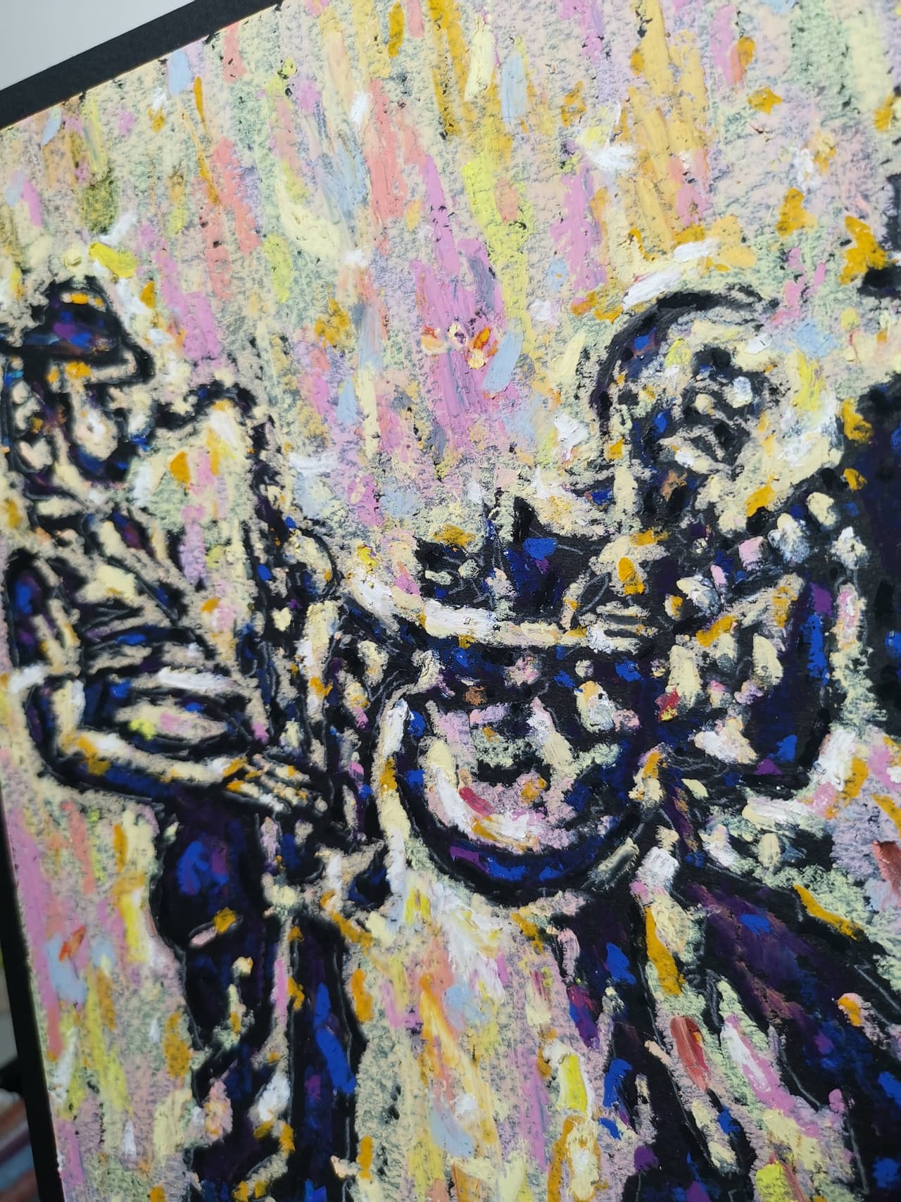 Jazz Band painting Original oil pastel artwork — image 3