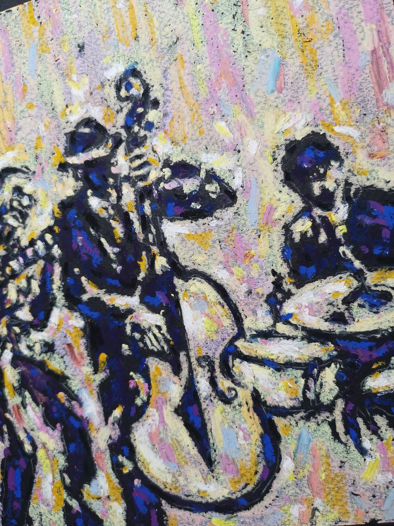 Jazz Band painting Original oil pastel artwork — image 4