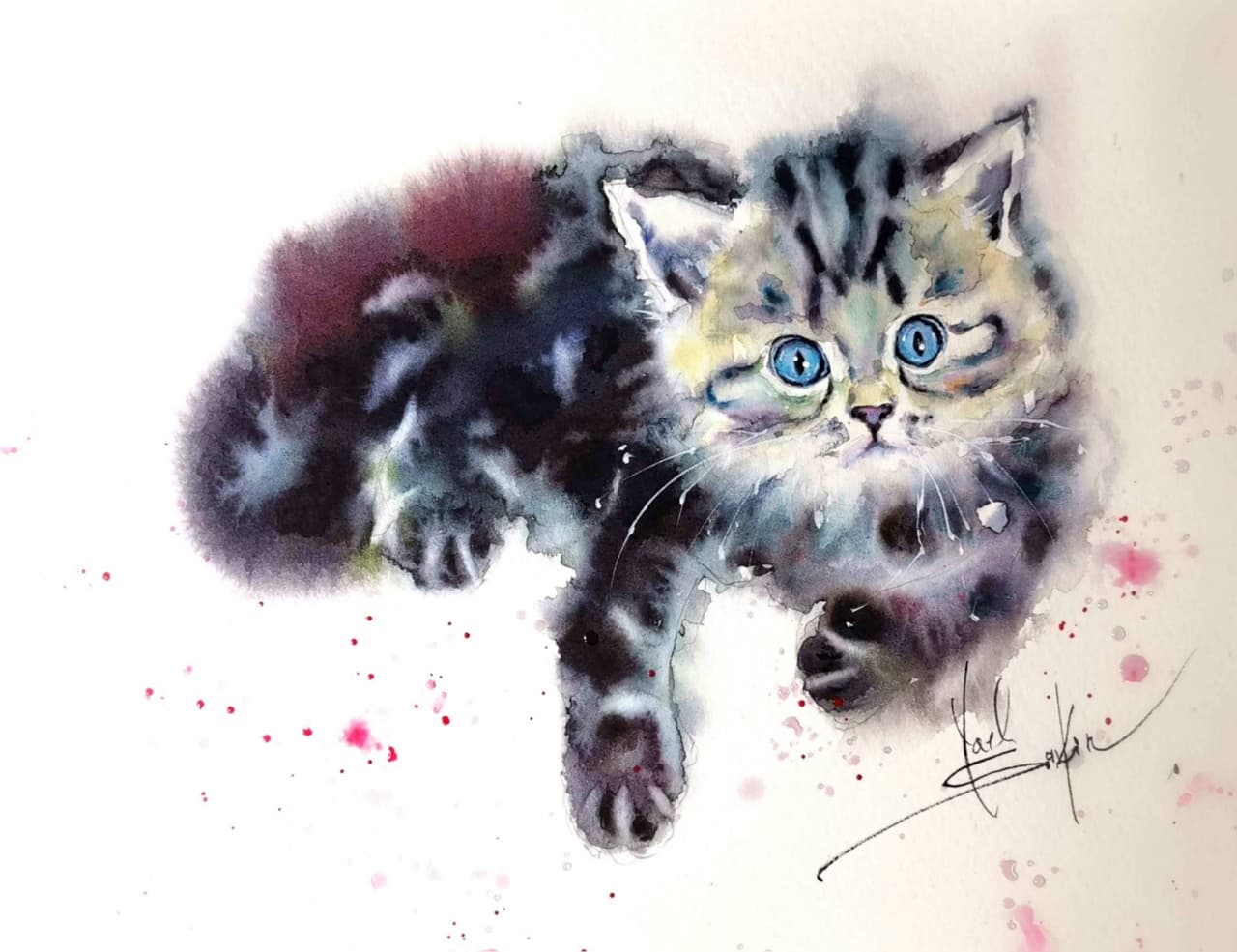 Kitten painting Original watercolor painting — image 1