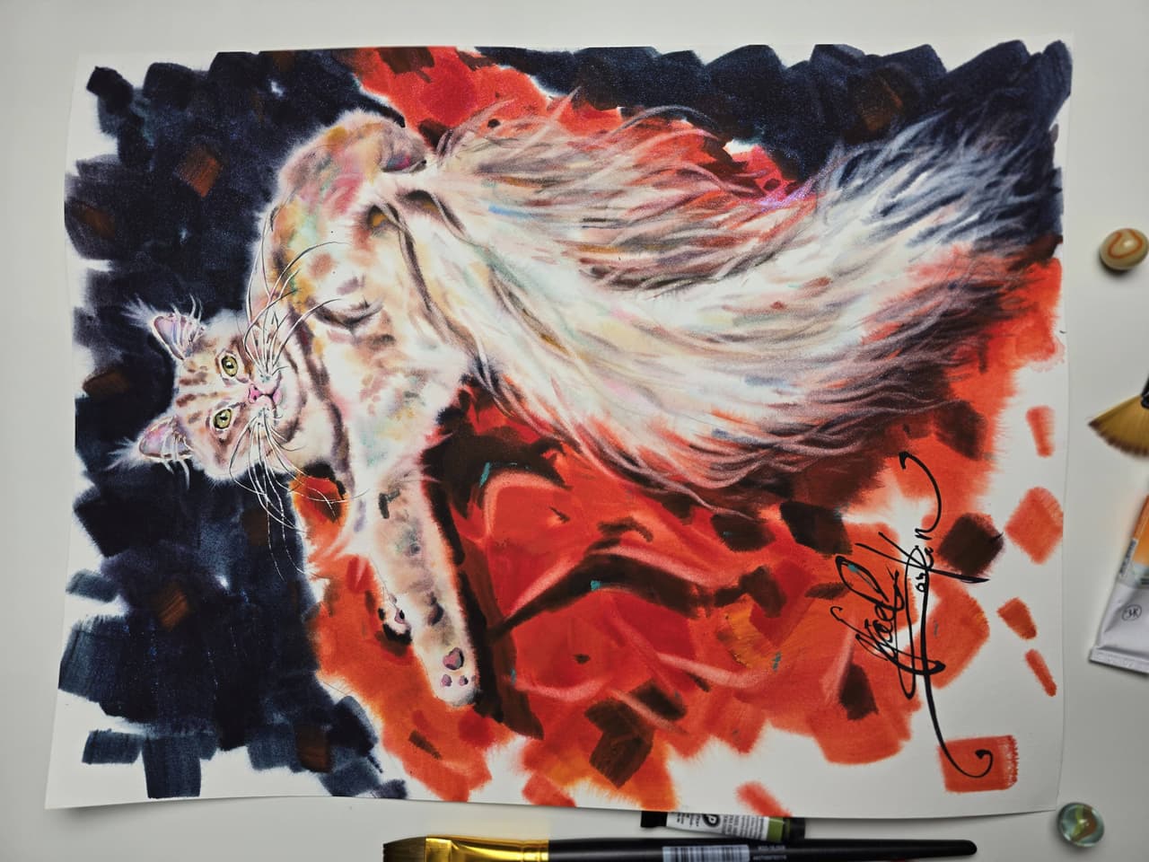 Maine Coon Watercolor Cat Painting - Original Pet Portrait Wall Art — image 3