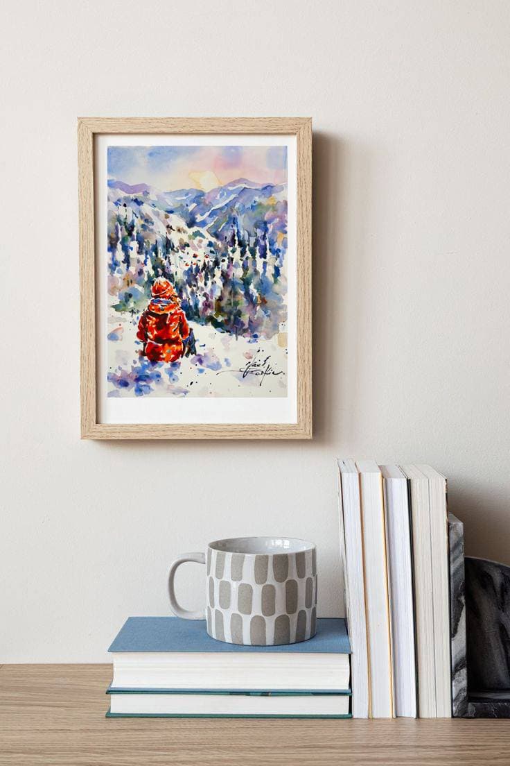 Winter landscape artwork Original watercolor painting — image 2