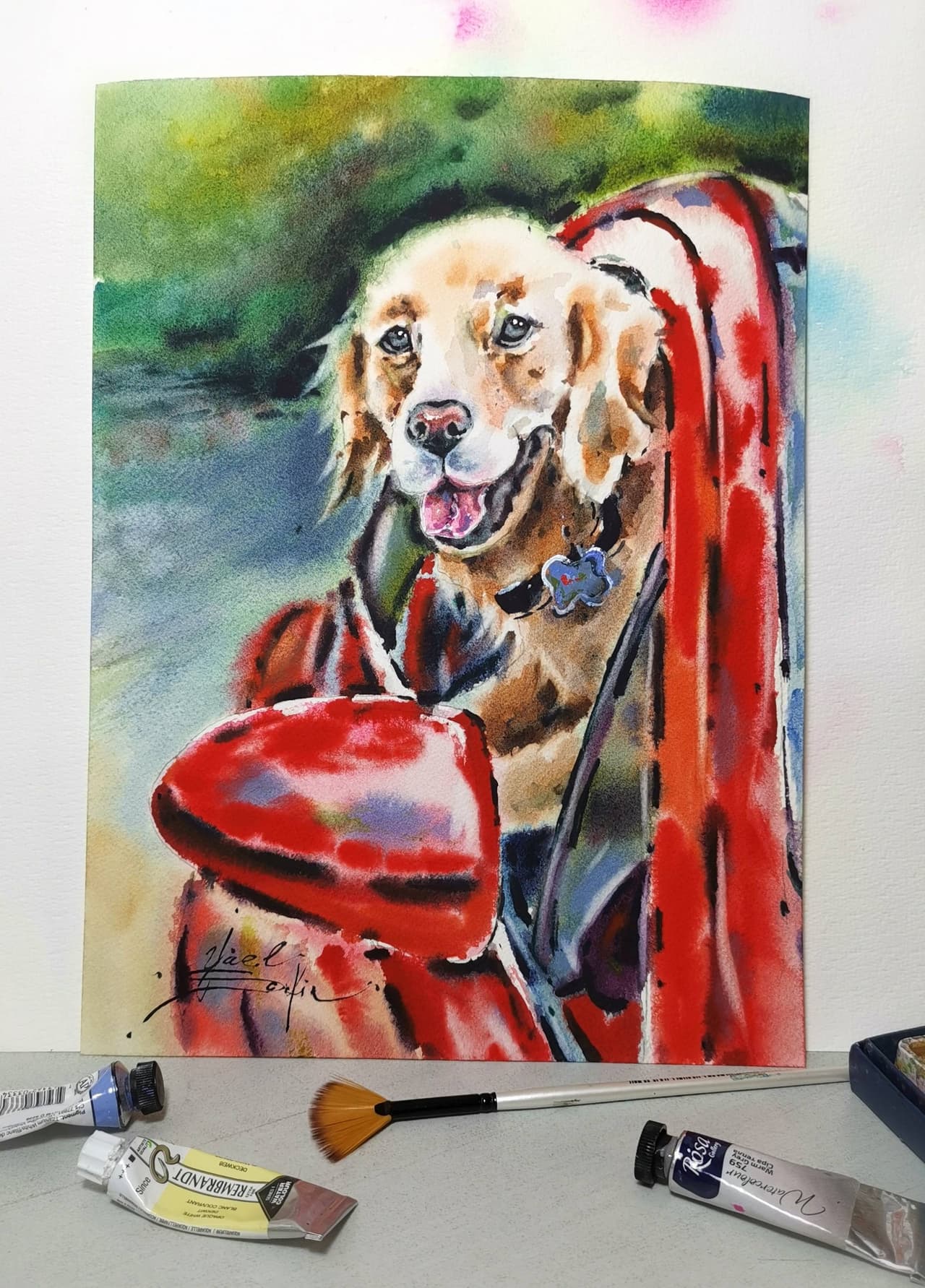 Dog painting Original watercolor painting  — image 2