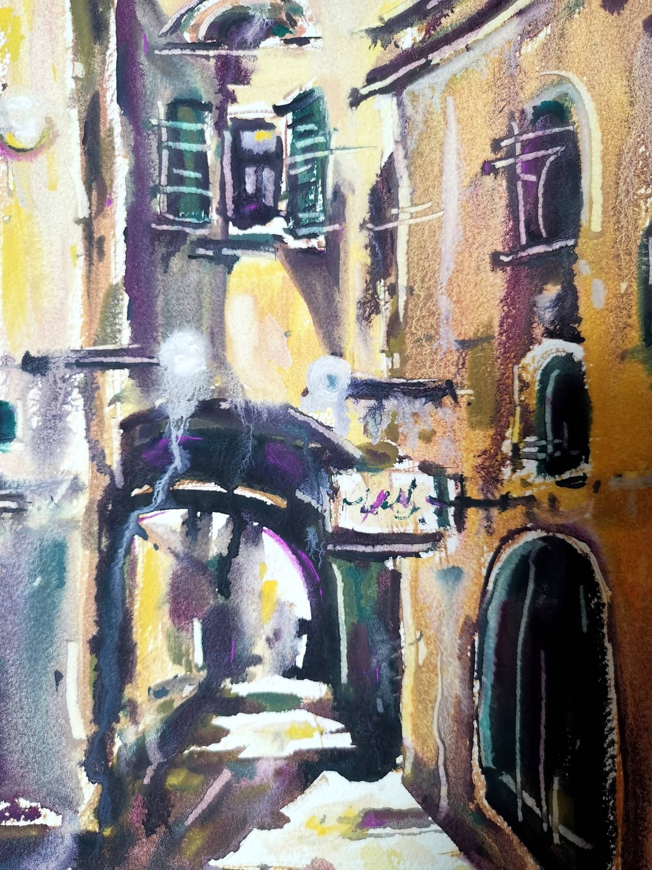 Original Watercolor Old Jaffa Arcitecture Painting  - Cityscape Wall Art — image 3