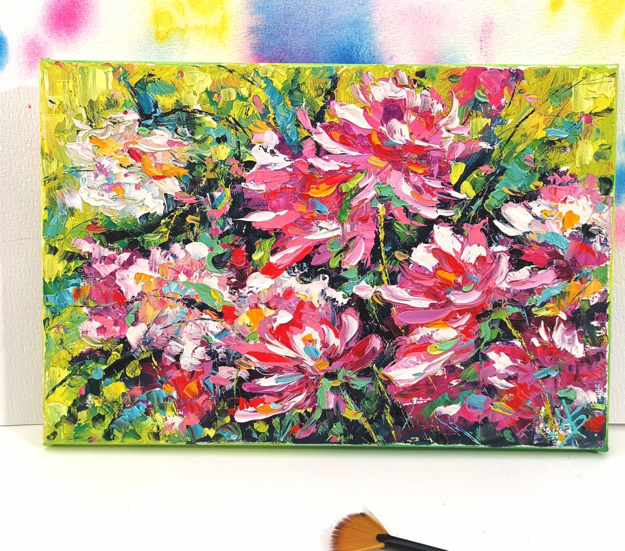 ORIGINAL oil impasto painting PEONY Flower artwork — image 1