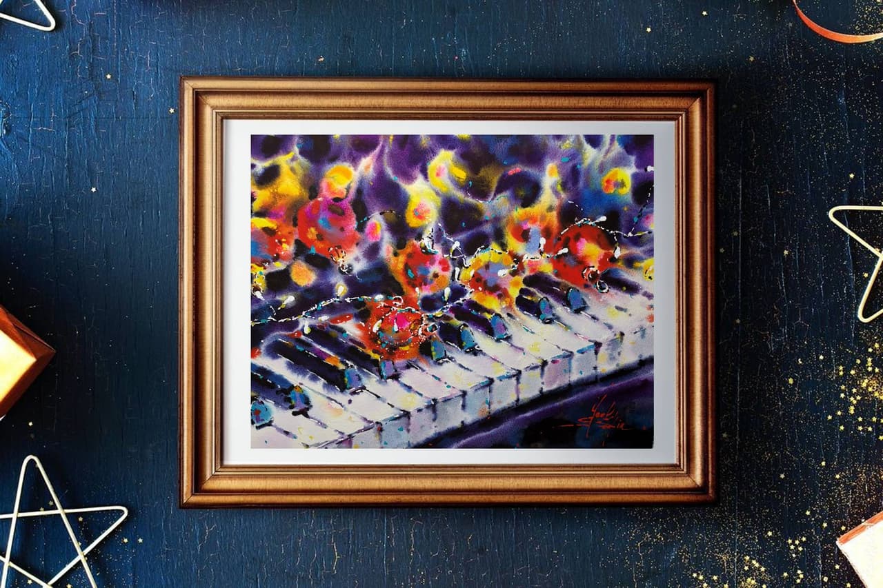 Piano painting Original watercolor painting — image 2