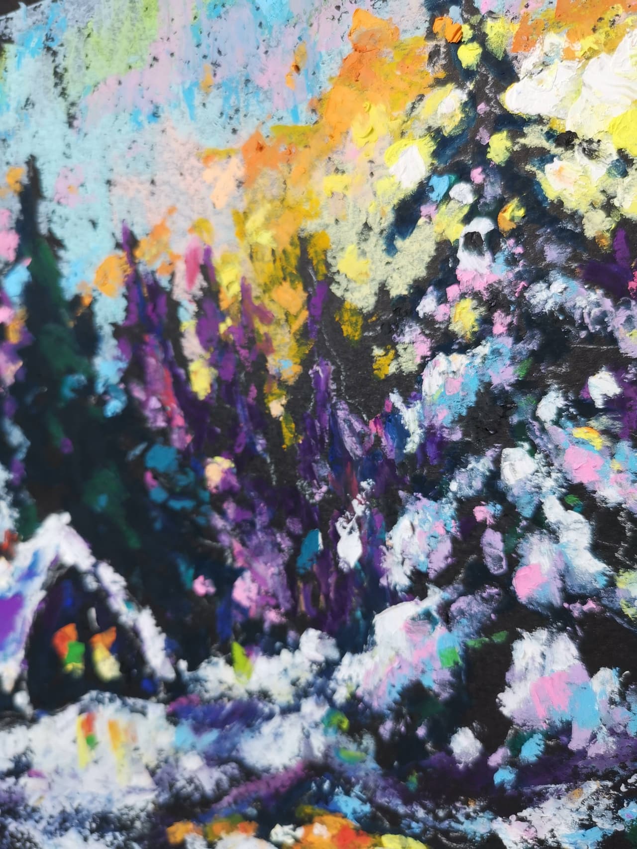 Wintel landscape artwork Original oil pastel painting — image 3