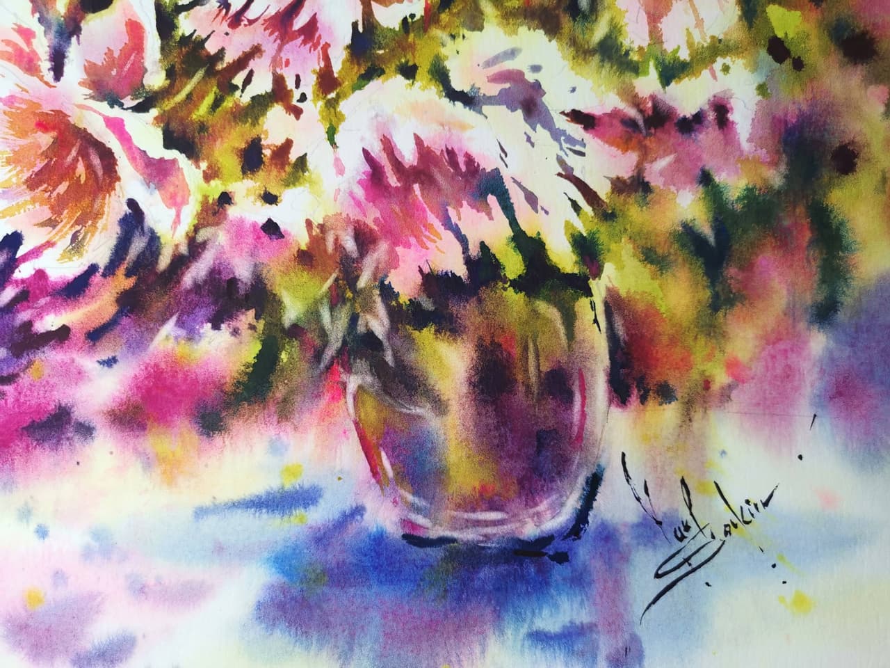Original Watercolor Pink Peonies Bouquet Painting - Floral Wall Art — image 2