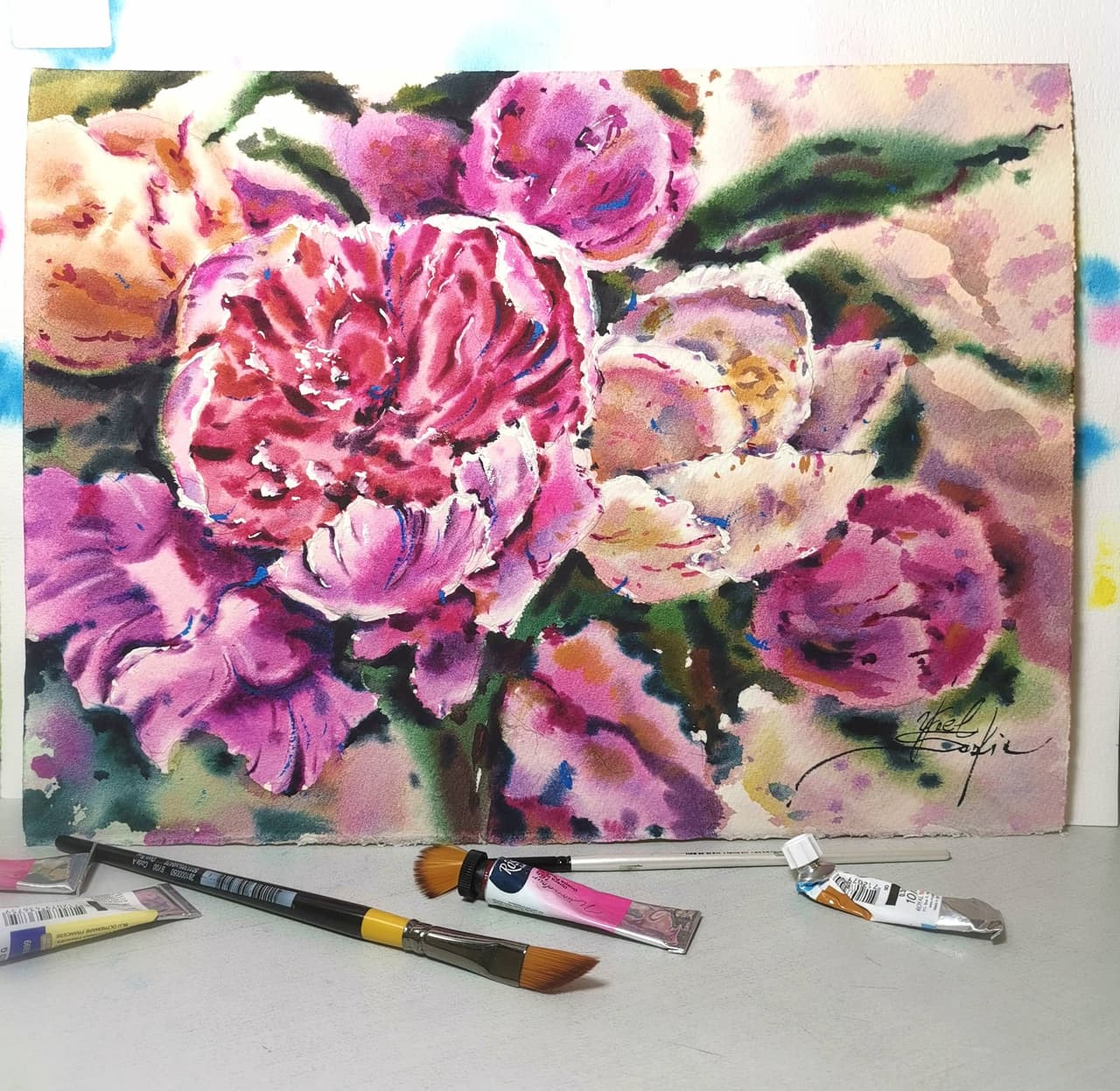 Flowers painting Original watercolor artwork — image 2
